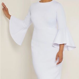 Size 18 White Flare Sleeve Scuba Dress.